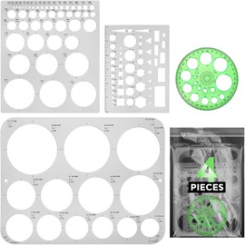Juego de 4 plantillas circulares y plantillas para dibujo para arquitectura, ingeniería, diseño artístico, oficina y escuela, herramientas de dibujo reutilizables de varios tamaños (4 unidades)
