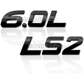 AUTOBADGEZ 1 - BRAND NEW 3D Adhesive Badge Emblem Rear Side Fender 6.0L LS2 GLOSS BLACK 1IT