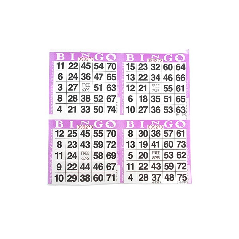 4 on Purple Bingo Paper Cards - 750 sheets -