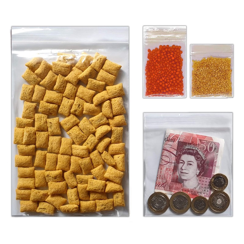 100 Tiny UKPLAST Grip Seal Bags, 2.25"x2.25" / 5.7x5.7cm Resealable