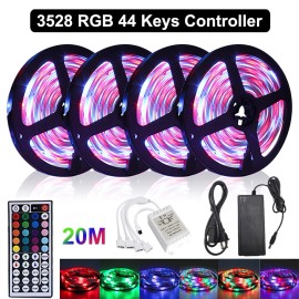 Unbranded 66ft Christmas Flexible LED Strip Light 3528 RGB SMD Remote Room Fairy Lights