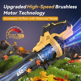 Leaf Blower Cordless,650 CFM & 160 MPH Electric Cordless Leaf Blower with 2 * 4.0Ah Batteries & Noise-Reduction Ear Muffs,3 Speed Powerful Blowing Ideal for Lawn Care, Blowing Leaves, Dust, Snow