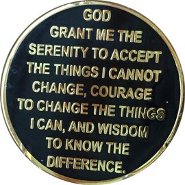 2 Year AA Medallion Elegant Black Gold Silver Plated Bi-Plate Sobriety Chip
