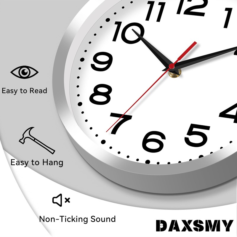 Roymnie Wall Clock Silent Non-Ticking Modern Clock Battery Operated 10