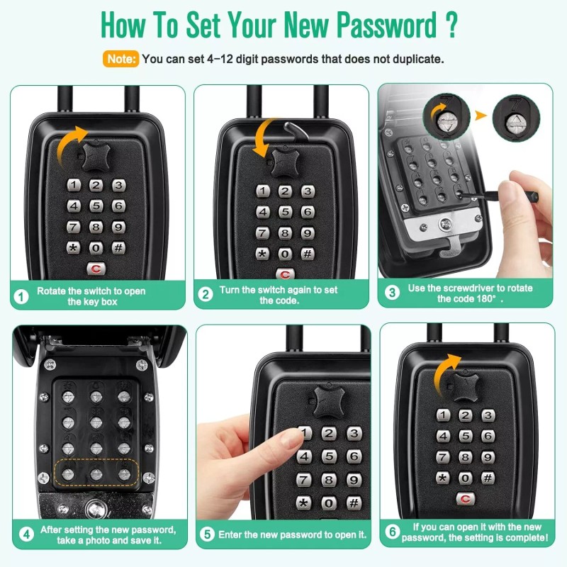 Unbranded Portable Key Lock Box with Push Button Wall Mounted