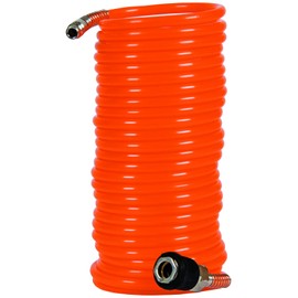 Original Einhell Spiral Hose 8 m (Compressor Accessories, 8 m Length, Inner Diameter 6 mm, Made of PU Material, Max. Working Pressure 10 Bar, Includes Quick Coupling & Plug Nipple)