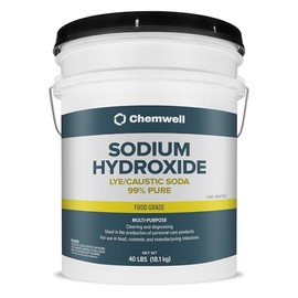 Chemwell Caustic Soda (40 lbs) - Pure Sodium Hydroxide Lye for Soap Making, Cleaning, Drain Opening or Maintenance & Industrial Use