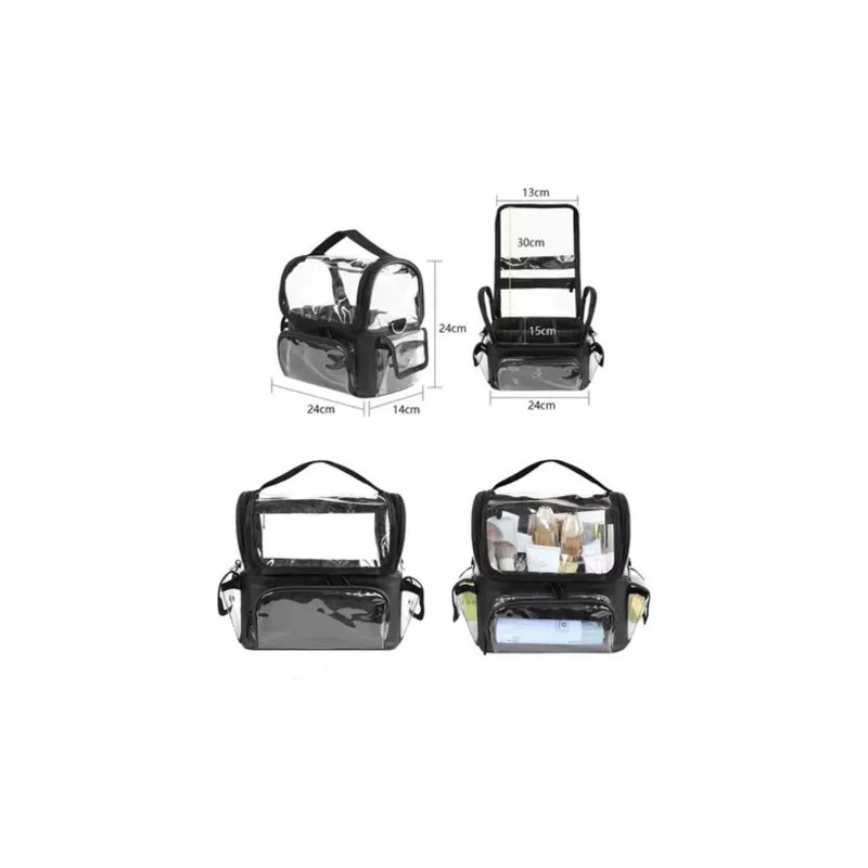 Bolsa Transparente Impermeable Para Cosmticos Color Negro Barbertop