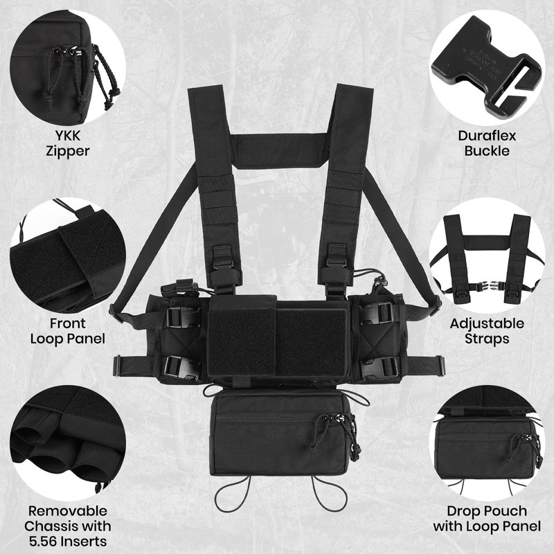 Tactical Chest Rig Chest Protector Paintball Vest, Molle Modular Micro