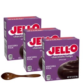 Jell-O Pudding 3.9oz Box(3-Pack) w/ Wooden Spoon (Chocolate Fudge)