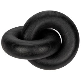 Briful 2-Link Black Wood Knot Decor, Hand-Carved Wooden Sculpture for Desk Decorations, Scandinavian Home Decor Wood Art Craft Decorative Chain Knot Farmhouse, Coffee Table, Book Shelf Decor