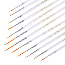 Tug Brush, Pack of 12 Tug Brushes, Fine Tug Brush, Watercolour Tug Brush, Nail Fine Watercolour Nail Brush, Model Making Brush for Miniature Acrylic, Ideal Lettering Line Model