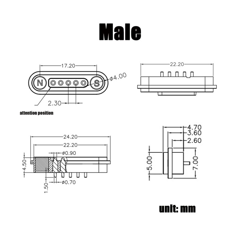 1Pair Magnetic Pogo Pin Connector, 2P/3P/4P/5P/6P/7P/8P/9P/10P/12Pin DC Power Male+Female Socket,