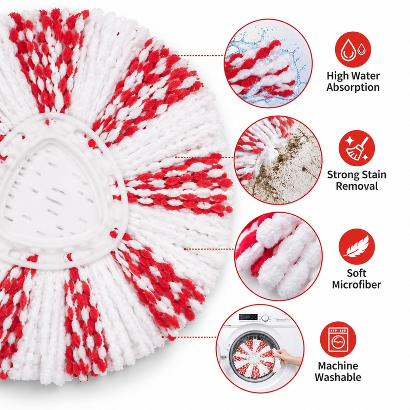 Microfiber Spin Mop Head Replacement for EasyWring Systems – Absorbent