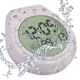 Ferik Waterproof Watch, Bath Clock, Clock, Digital Clock, Wall Clock, Thermometer, 12/24 Hours, Kitchen Timer, Date, Digital, For Bath, Kitchen, Study, Work, Suction Cup, Wall Hanging, Tabletop, Simple, White