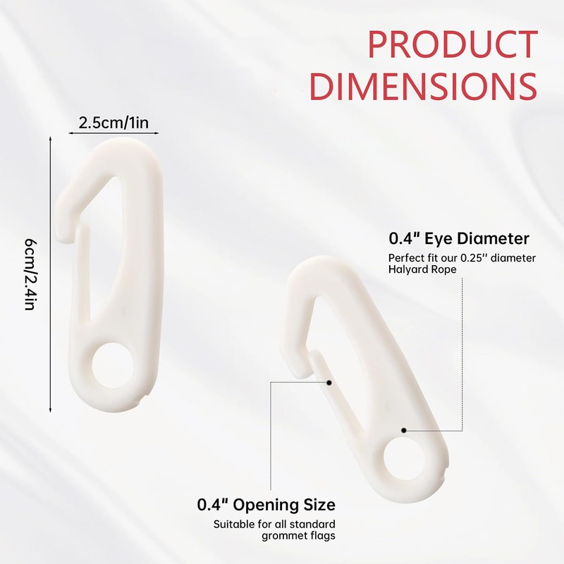 Ieron 8 Pieces Flag Pole Clip, Wind Flagpole Carabiner Hook,