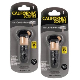 California Scents Air Fresheners Hanging Vial Necklace, Hanging Car Air Freshener & Odor Eliminator for Strong Odor (2 Packs, Ice)