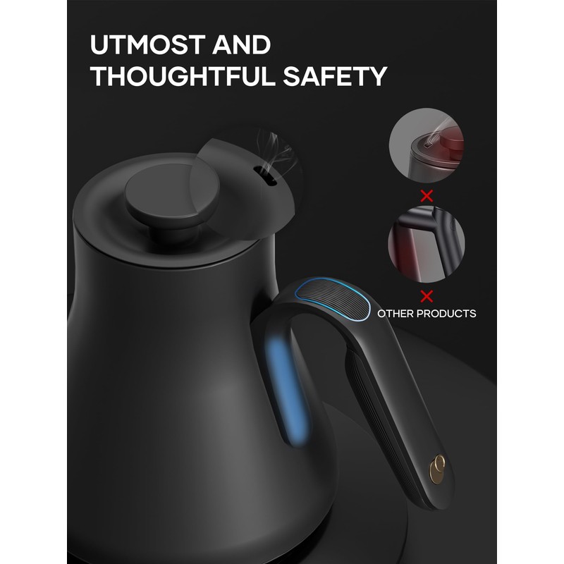 INTASTING Electric Kettle, Gooseneck Electric Kettle, ±1℉ Temperature Control, Stainless