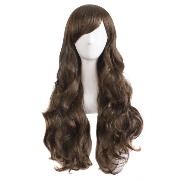 MapofBeauty Charming Women's Long Curly Full Hair Wig (Brown)