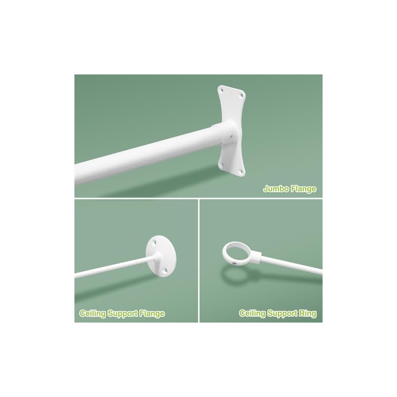 Naiture Neo-Angle Shower Curtain Rod Aluminum with Ceiling Support, 25"