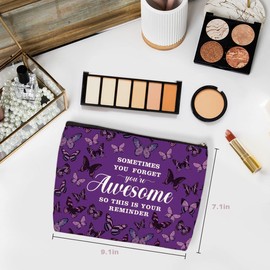 Wenboco Inspirational Purple Gifts for Women Purple Accessories Purple Stuff Butterfly Gifts Makeup Bag Birthday Christmas Gifts for Her Female Mom Sister Friends Purple Things Travel Toiletries Bag