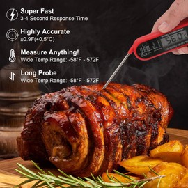 Sendowtek Termómetro Digital Cocina, Termómetro Digital para Carne de Lectura Instantánea con Sonda Plegable, Resistente al Agua, Retroiluminado, Ultrarrápido y Preciso, para Freír, Asar, BBQ