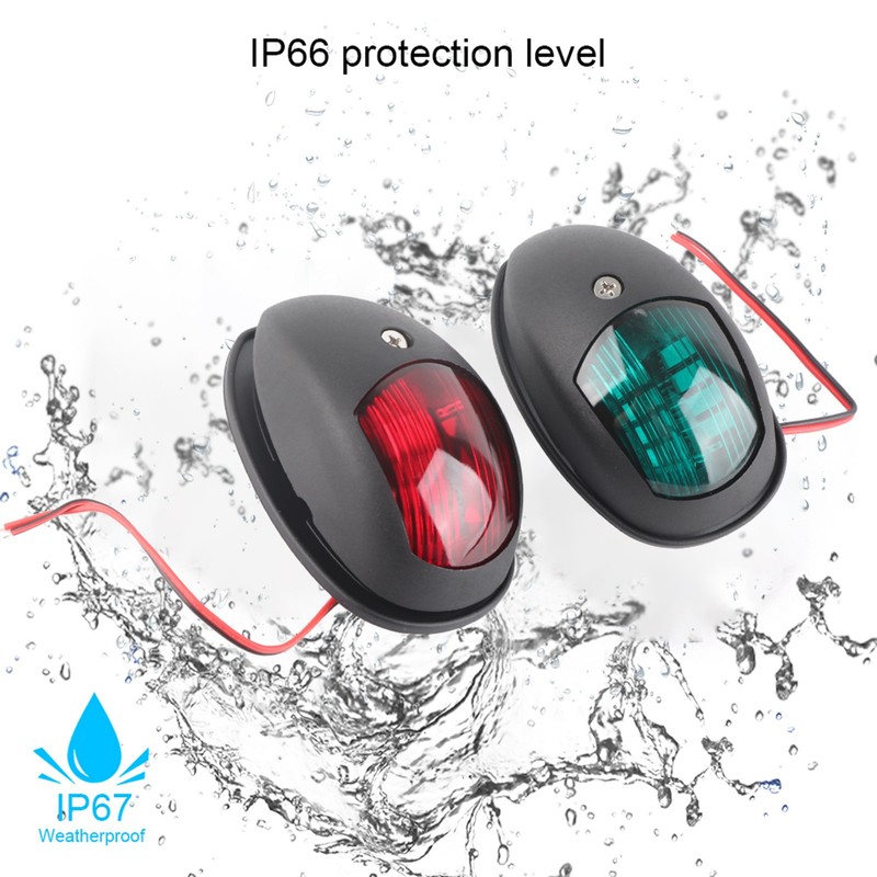 2pcs Waterproof Boat Navigation Light Green Red Marine LED for
