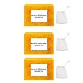 Lemon Turmeric & Kojic Acid Soap Bar, Summer Face & Body Wash for Men & Women, Daily Skincare Cleanser Sets with Soap Saver Bags, Body Care Products Cleansing Sensitive one piece:_3PC
