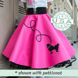 Hip Hop 50's Shop 1950s Girls Poodle Skirt Costume for Kids (Small 4/5/6 Hot Pink)