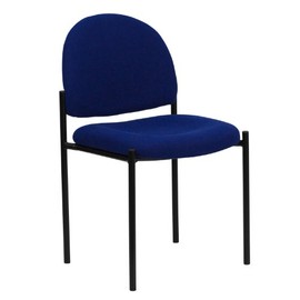 Flash Furniture Comfort Navy Fabric Stackable Steel Side Reception Chair