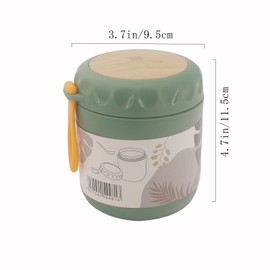 Food Jar for Hot Food,13.5oz Insulated Lunch Box Container for Hot and Cold Food,Children's insulated soup cans, Adults, Work, School, Picnic, Outdoors.PP inner linery, microwave oven (Plastic green)