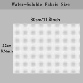 Water Soluble Canvas Cloth 14 Count aida Cloth,Plastic Cross Stitch Canvas,Disappear in Water Cross Stitch Canvas Fabric Embroidery DIY Sewing Supplies 39 * 8.6 Inch. (W22*L30 CM)