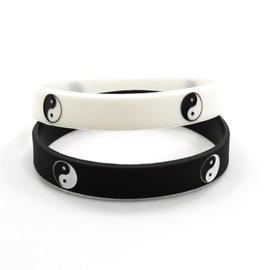 Caiyao 2 Matching White Black Yin Yang Bracelet for Bff Friendship Relationship Silicone Wristband Bracelet for Women Men