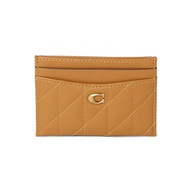 COACH Women's Refined Calf Leather Essential Card Case, Honey Brown, One Size