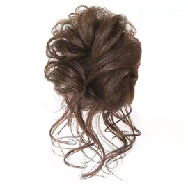 Messy Bun Hairpiece, Women Fashionable Light Brown Synthetic Wavy Curly Scrunchies Extension Updo Hairpiece Hair for Daily Wear