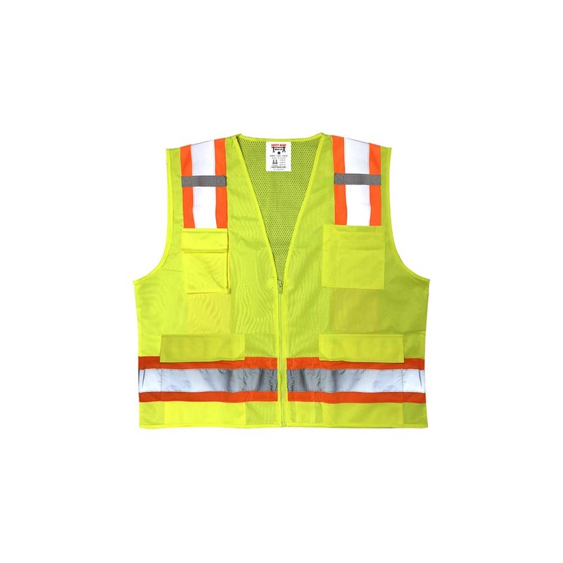 Safety Main Premium High Visibility Surveyor Vest Solid Front Mesh