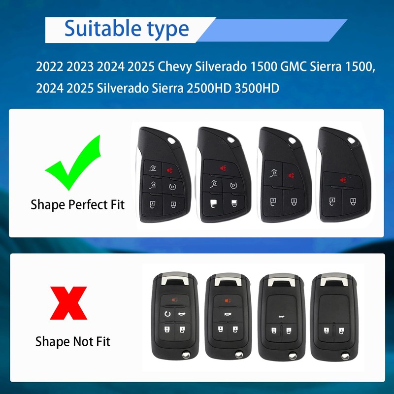 Key Fob Case Cover 5-Button Compatible with GMC Remote Fob