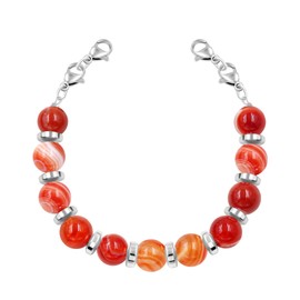 Mayfaith Red Striped Agate 8MM Bracelet for Women | Versatile Replacement Medical ID or Trendy Jewelry | Protective Spiritual Gift for Wife Daughter