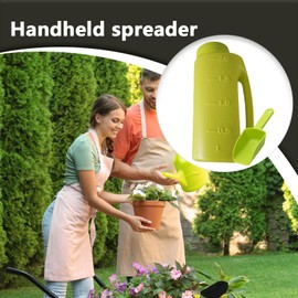 Hand Held Salt Spreader for Snow - 2L Rock Salt Spreader Includes Scoop - Adjustable Opening Sizes, Ice Melt Dispenser for Garden Lawn Grass Planting