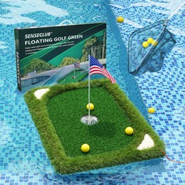 SENSECLUB Floating Golf Green for Pool, Floating Chipping Green, Golf Gift Game Set with Chipping Mat and 12 Foam Balls