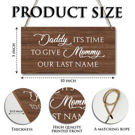 GaNiao Daddy It’s Time to Give Mommy Our Last Name Ring Bearer Sign, Wedding Wooden Hanging Signs, Last Name Signs for Wedding Signs, Wedding Signage, Wedding Decor for Outdoor Porch Hallway
