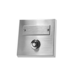 Huber Bell Plate Single Surface-Mounted Rectangular Real Metal with Stainless Steel Name Plate, white