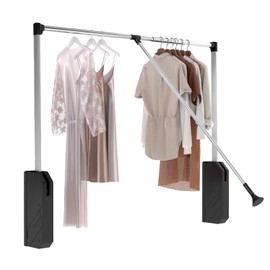 WYJREES Pull Down Closet Rod, Pull Down Clothing Rod for Hanging Clothes, Adjustable 33-45 inch, Heavy Duty Closet Rod Hanging Clothes for Wardrobe Cabinet, Side or Back Mounted