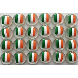 Irish Flag; Set of 24 Original Hand Painted Glass Gems by Lauri; Party Supplies, Party Favor, Decoration, Token, Memoir, Stocking Stuffer etc...let Your Imagination Run Wild!