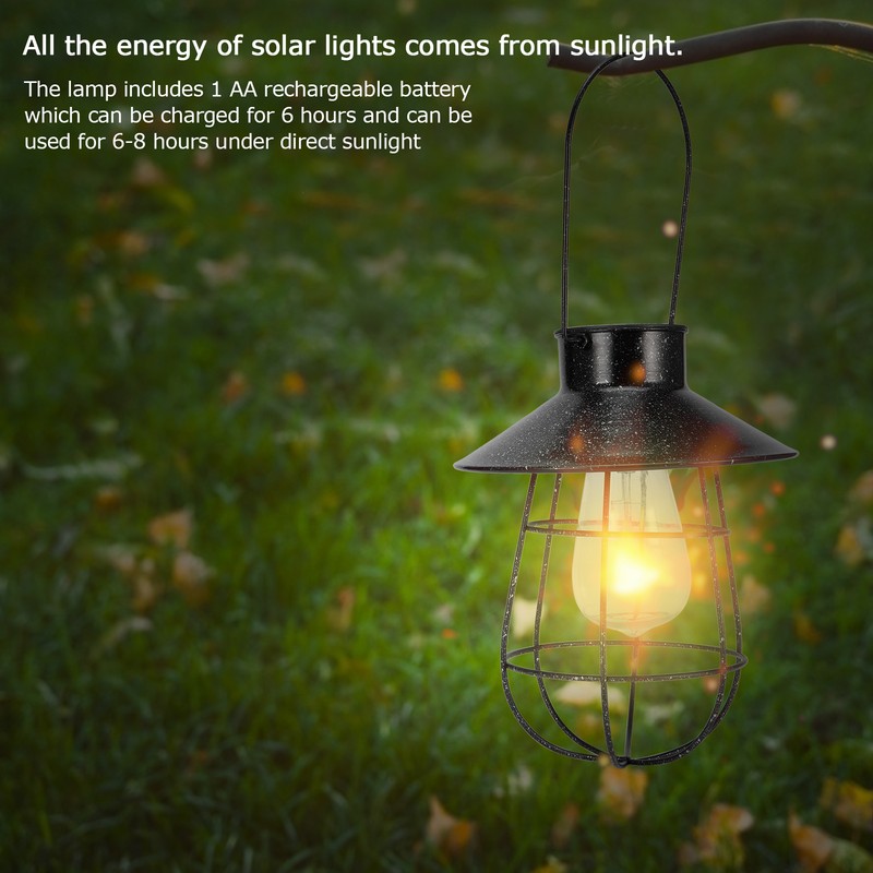 Solar Lantern Waterproof Hanging Light Outdoor Iron Art Hollow LED
