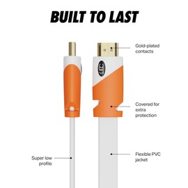 Ultra Clarity Cables Flat HDMI Cable 10 ft - 2 Pack - High Speed HDMI Cord - Supports, 4K Video, 2160p, Latest Standard, HDCP 2.2 Compliant - 10 Feet