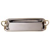 11.5" Long Polished Nickel Serving Tray, Gold Rim