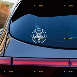 Pentagram Baphomet Devil Satanic Goat Decal Vinyl Sticker - White 6 Inches - No Background for Car Boat Laptop Cup