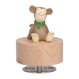 Wooden Round Music Box DIY Animal Music Box for Furniture Decoration Holiday GiftsLittle Monkey