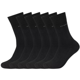 Camano 6 Pairs of Unisex 3652 Ca-Soft Walk Socks with Terry Cloth Sole for Men and Women, black